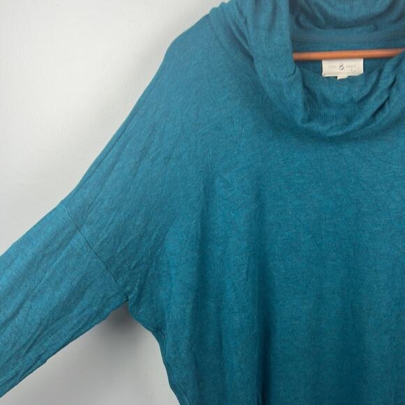 Lou & Grey oversized large teal cowl neck lightweight tunic sweater - Picture 2 of 8